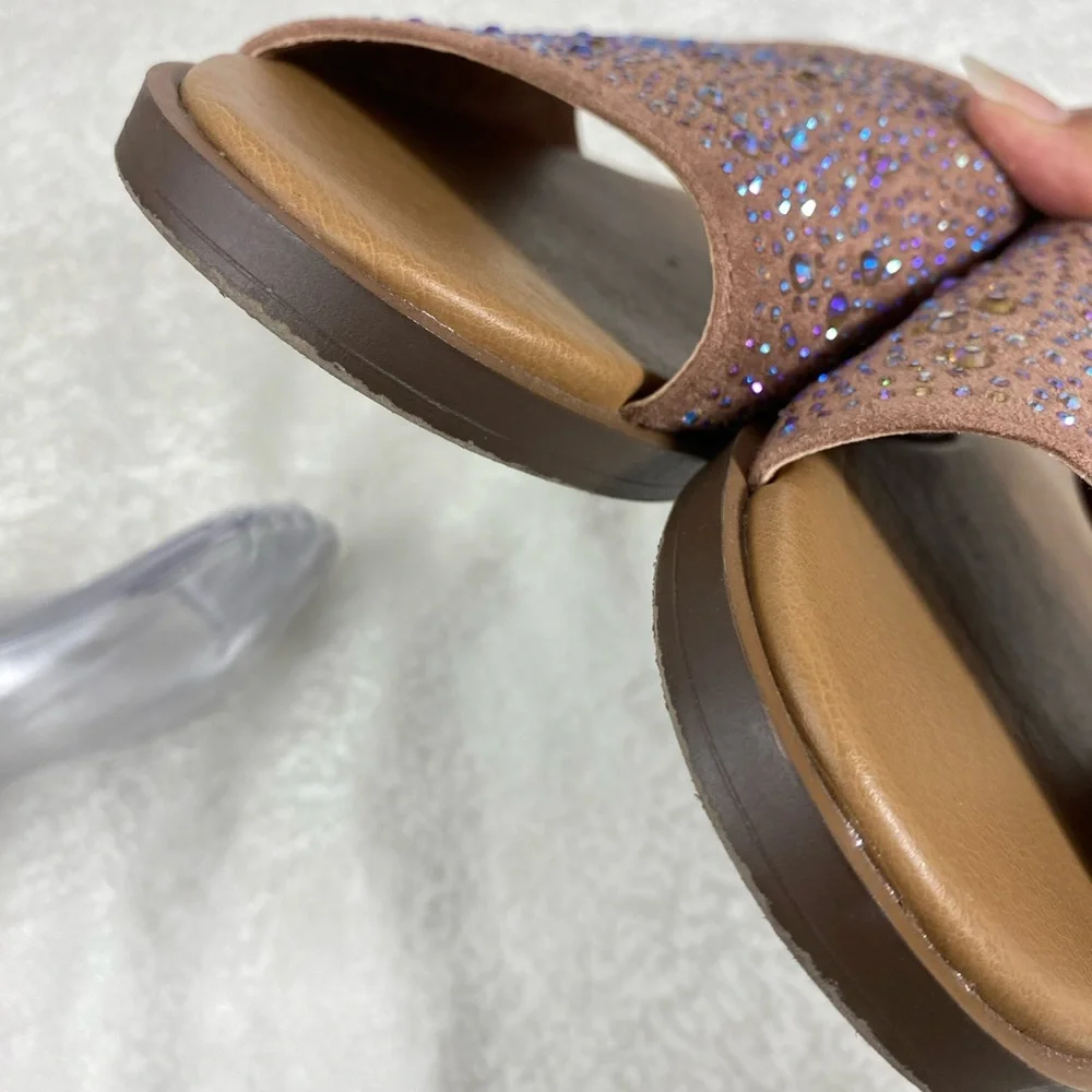 Women’s 8.5 Sandals Mauve Pink Rhinestones YELLOWBOX Slip On Casual Comfy Shoes - Picture 11 of 12
